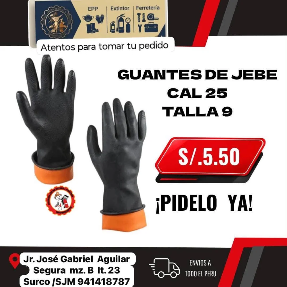 Guantes de jebe calibre 25